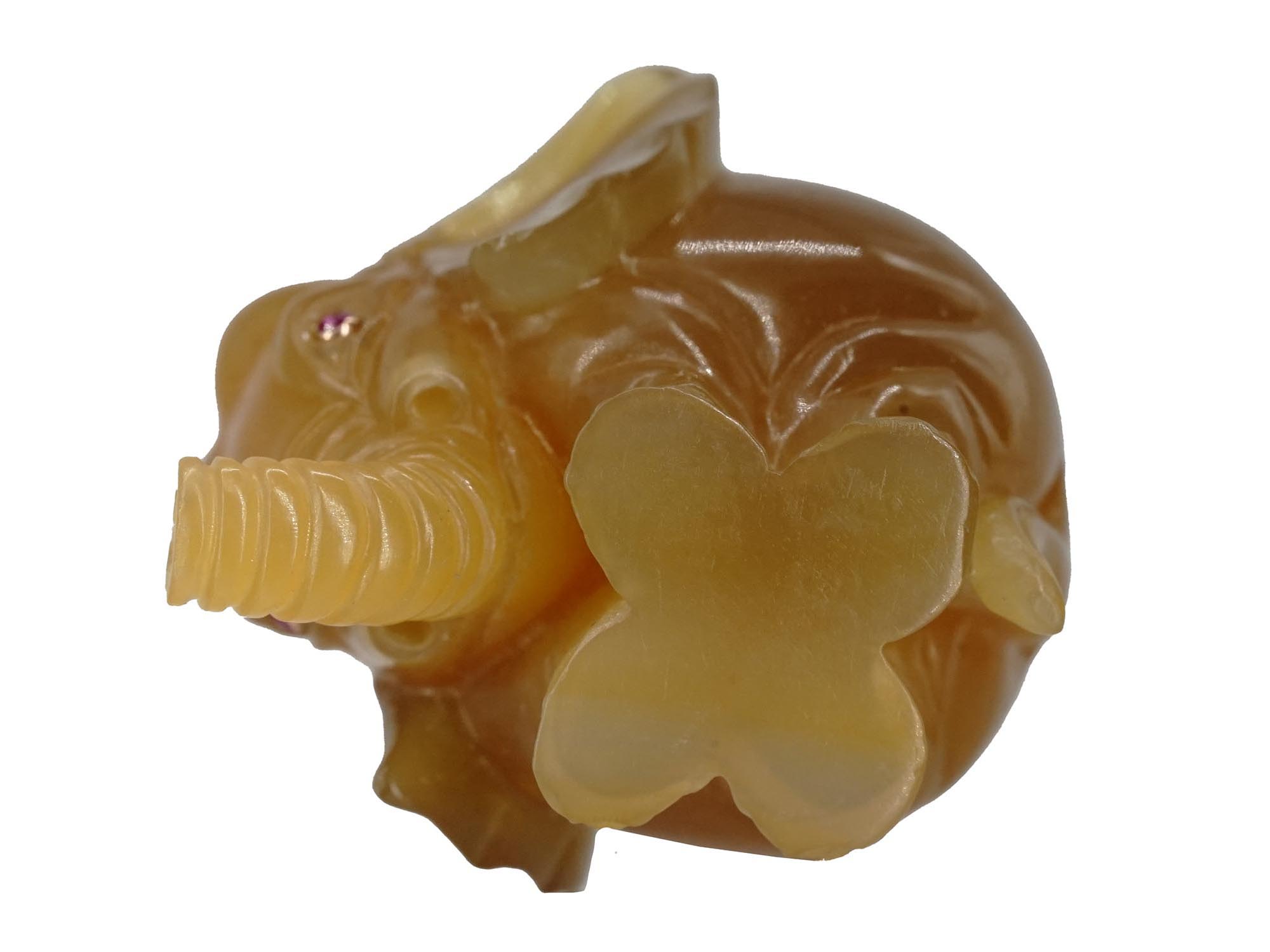 RUSSIAN HAND CARVED AGATE ELEPHANT FIGURINE PIC-6